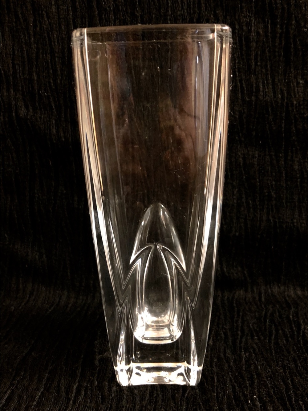 Vera Wang Wedgwood Clear Square Crystal Vase Signed